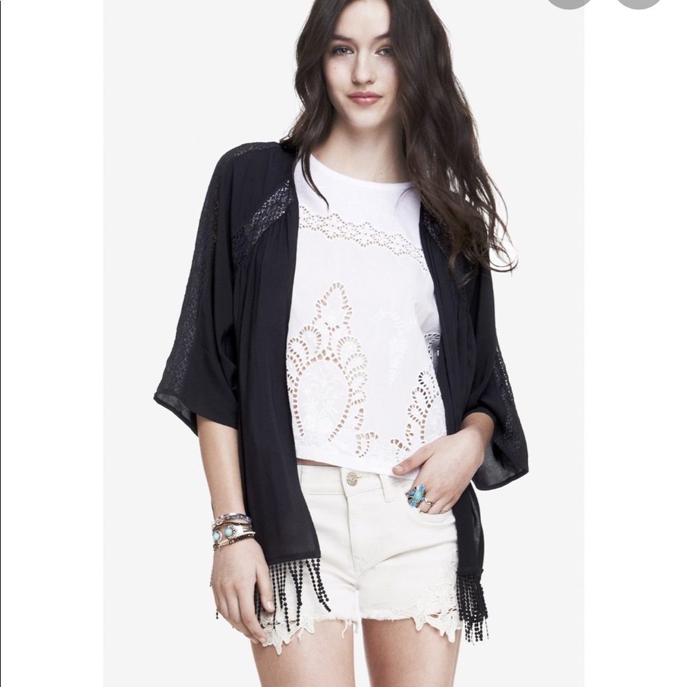 Express Kimono Top with Fringe